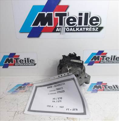 [GYÁRI BONTOTT] BMW - GENERÁTOR - 170 A - 14V / X5 ; X6 / E70 ; E71 - CIKKSZÁM: 7801173 ; ÚJ CIKKSZÁM: 7796125 